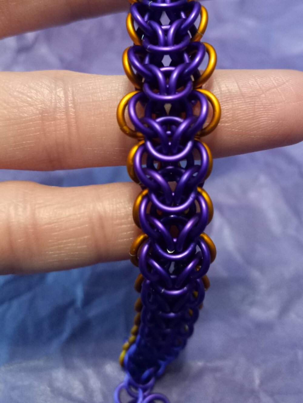 Purple & Orange Chain Mail bracelet